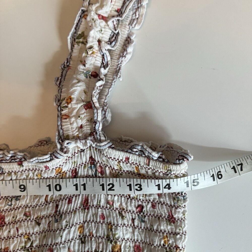 Max Studio London Smocked Floral Maxi Dress Cottagecore Boho Ruffle Prairie XL - Picture 10 of 12